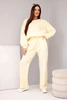 Women's set butter sweatshirt with brooch and straight leg pants yellow