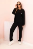 Women's set buttercream sweatshirt and pants with elastic black