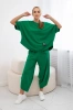 Хлопковый комплект блузка + брюки зеленый