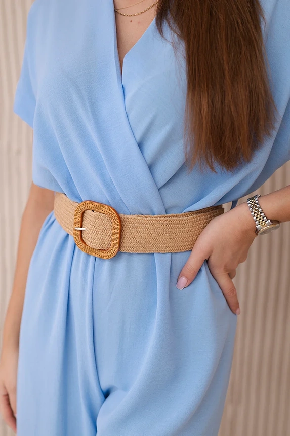 Overalls with a decorative belt at the waist blue