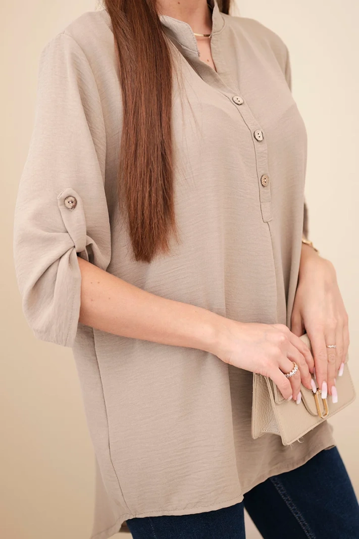Bluse mit längerem Rückenteil cappuccino