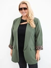 Damen Blazer Plus Size mit Futter in Leopardenmuster khaki