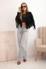 Damen-Wildlederjacke mit Fransen schwarz
