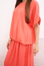 Women's viscose set with blouse and skirt raspberry