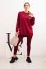 Women's cotton set with a sweatshirt and leggings with the inscription Minimal maroon