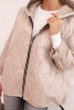 Women's quilted jacket with a hood dark beige
