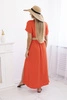 Long dress with a decorative belt dark orange