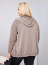 Dámska bavlnená mikina Plus Size s pletenými rukávmi a kapucňou fango zelená