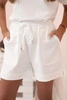 Punto-Set für Damen mit kurzen Ärmeln und Shorts ecru