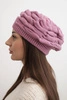 Women's winter wool hat with decorative braid and studs K397 purple