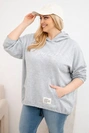 Moteriška plus size džemperis su kapišonu ir spauda pilkas