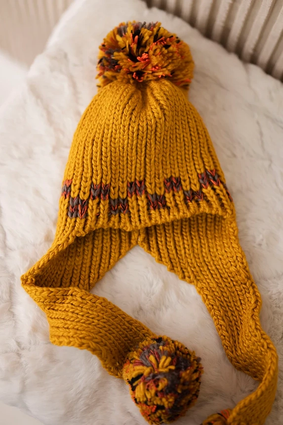 Women's long eared cap Nadia K321 mustard