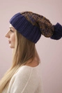 Cap with fleece Paryż K213 purple + mustard