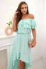 Schulterfreies Damenkleid mit längerem Rücken Minze