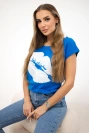 Lippenprint-Bluse kornblumenblau
