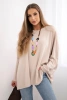 Oversize-Bluse mit Halskette beige