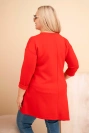 Damenkleid Plus Size aus Viskose mit lockerer Passform und langen Ärmeln rot