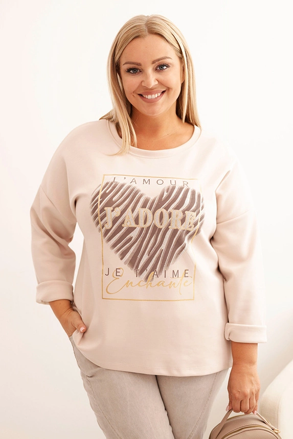 Moteriška Plus Size džinsinė palaidinė su gobtuvu ir spauda grafito spalvos