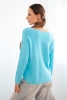 Women's sweater made of viscose with long sleeves and a round neckline turquoise