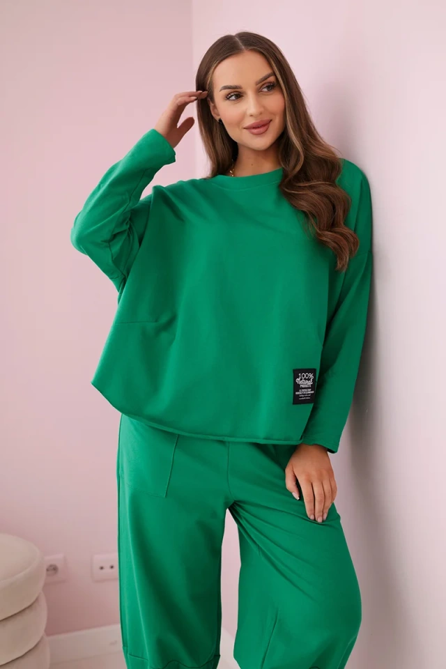 Cotton sweatshirt pants set green