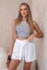 Shorts with viscose tied at the waist white