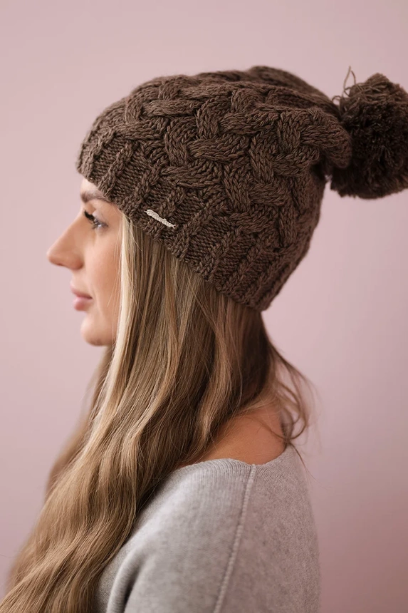 Čapica s fleece Waleria K307 cappuccino