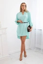 Kleid mit längerem Rücken und Gürtel Helles Mint