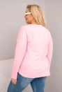 Damenbluse Plus Size mit V-Ausschnitt und längerem Rücken hellrosa