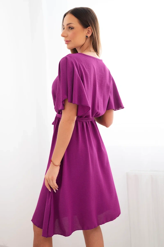 Dress with a draped neckline dark purple