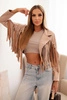 Women's suede jacket with fringes camel