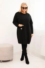 Dámska sukňa Plus Size maslo s vreckom a rukávom 3/4 čierna