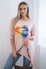 Oversize-Bluse mit Regenbogen-Lippen-Print dunkelpuderrosa