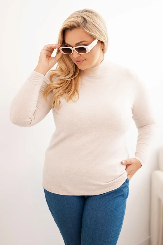 Women's Plus Size Viscose Sweater with Turtleneck beige
