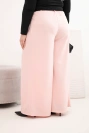 Dámské kalhoty Plus Size s širokou nohavicí a páskem pudrově růžové