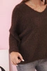 Women's loose-fit mohair sweater with a V-neck brown