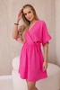 Mušelínové šaty s pásom ružový