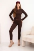 Dámsky bavlnený komplet s dlhým rukávom a legínami hnedý