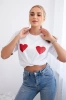 Cotton blouse with heart print white