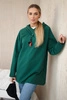 Tunic with a zipper on the hood Oversize green