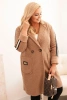 Płaszcz damski Plus Size ze sztucznego baranka z kieszeniami camelowy