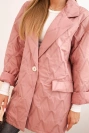 Plus Size women's quilted jacket with collar and button dark pink
