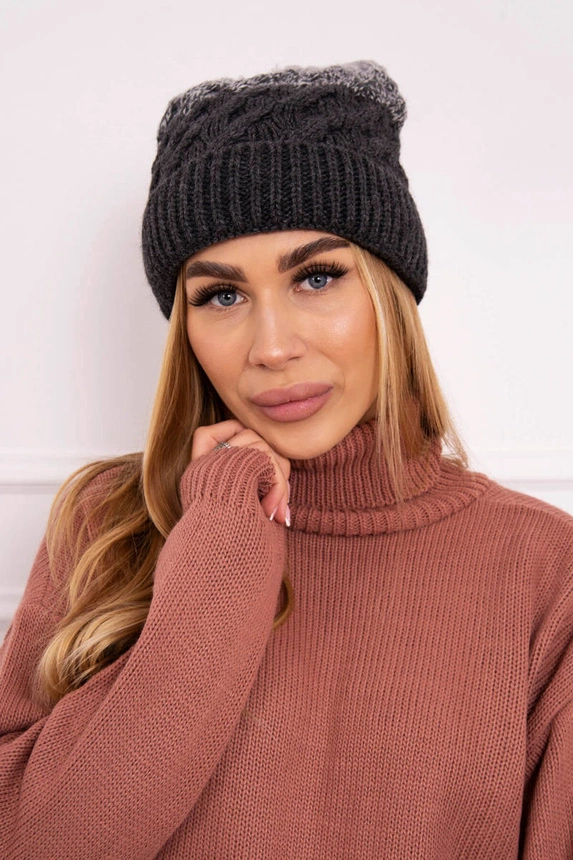Čapica s fleece Ilona K218 grafit+sivá