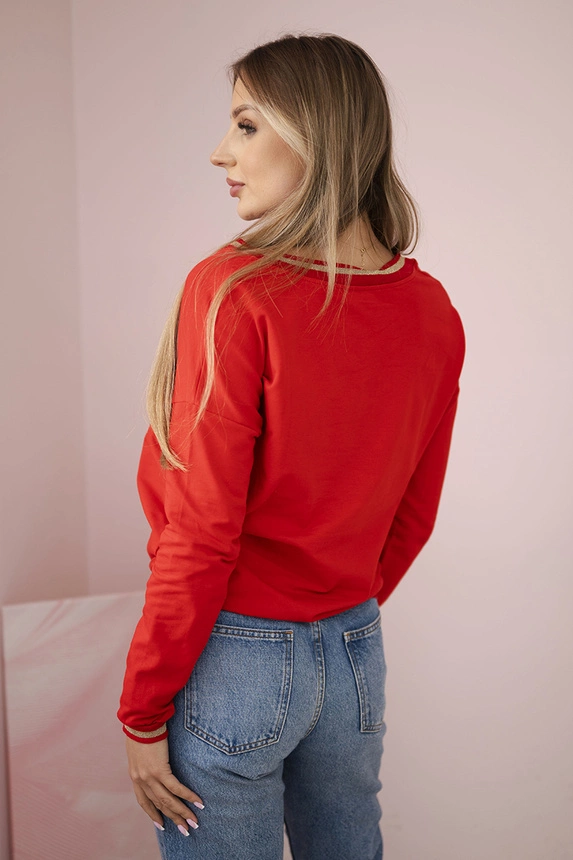 Damen-Sweatshirt mit Pailletten-Schriftzug rot