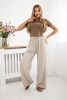 Muslin pants with a wide leg beige