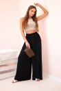 Weite Damenhose aus Viskose mit elastischem Bund schwarz