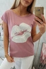 Blouse with lips print dark pink