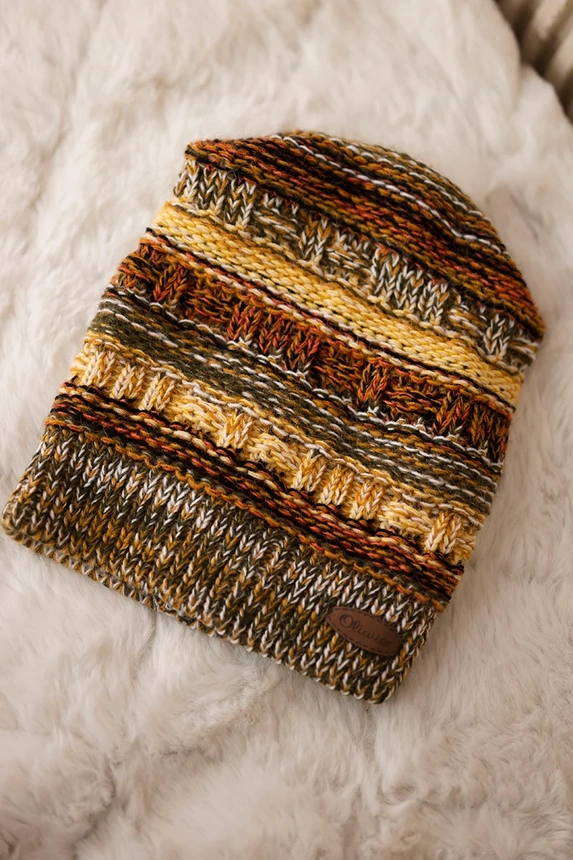 Cap with fleece Patrycja K254 mustard + brown