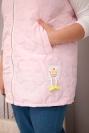 Moteriška Plus Size liemenė su gobtuvu ir gėlių siuvinėjimu saldžiai rožinė