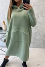 Warmes Kleid mit Kapuze dunkel mint