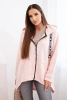 Sweatshirt with longer back and hood powdered pink